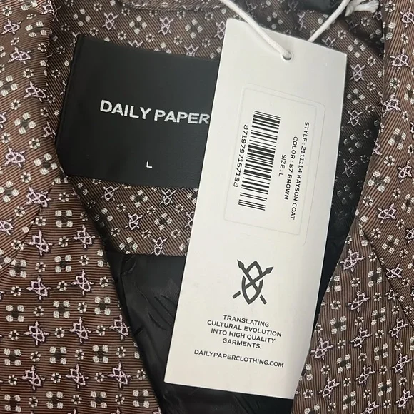 NEW Daily Paper Brown Kayson Coat Brown, Mens Jackets Size L New w/Tag $175 - Picture 6 of 7